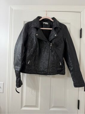 Women’s Black Faux Leather Asymmetrical Moto Jacket